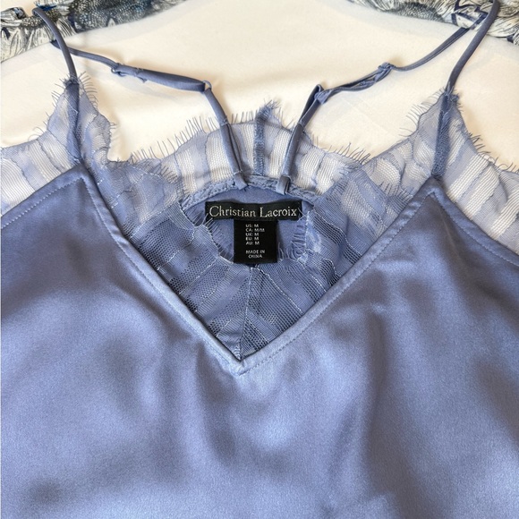 Christian Lacroix Lavender Satin Pajama Cami & Wide-Leg Pants - Picture 10 of 11